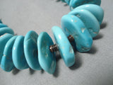 Exceptional Vintage Native American Navajo Thick Turquoise Sterling Silver Necklace-Nativo Arts