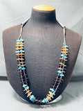 Native American Brilliant Vintage Santo Domingo Turquoise Shell Heishi Sterling Silver Necklace-Nativo Arts