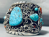 300 Grams Heavy Mens Vintage Native American Navajo Swirl Sterling Silver Bracelet-Nativo Arts