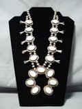 Women's Vintage Native American Navajo Pearl Sterling Silver Squash Blossom Necklace-Nativo Arts