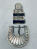 Tremendous Kenny Bill Vintage Native American Navajo Silver Ranger Buckle Set-Nativo Arts