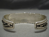 Detailed!! Vintage Native American Navajo Spider Turquoise Sterling Silver Waving Bracelet-Nativo Arts