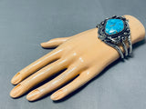 Gorgeous Vintage Native American Navajo Candelaria Turquoise Sterling Silver Bracelet-Nativo Arts