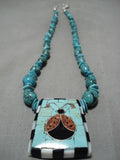 Native American Exquisite Santo Domingo Graduated Turquoise Sterling Silver Necklace-Nativo Arts