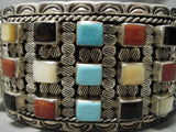 Important Vintage Native American Zuni Michael Lasiloo Turquoise Inlay Sterling Silver Bracelet-Nativo Arts