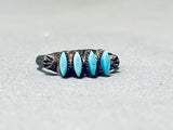 Early Vintage Native American Zuni Turquoise Needle Sterling Silver Ring Old-Nativo Arts