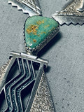 Melv Thompson Native American Navajo Royston Turquoise Sterling Silver Necklace-Nativo Arts