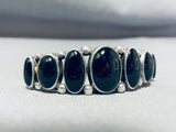 Dynamic Vintage Native American Navajo Black Onyx Sterling Silver Bracelet-Nativo Arts