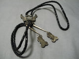 Exceptional Vintage Zuni Native American Sterling Silver Bolo Tie Old-Nativo Arts
