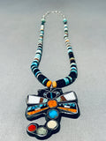 Native American Spectacular Santo Domingo Turquoise Sterling Silver Dragonfly Necklace-Nativo Arts