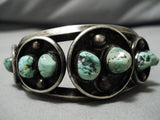 Opulent Vintage Native American Navajo Sectioned Cerrillos Turquoise Sterling Silver Bracelet-Nativo Arts