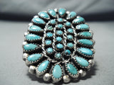 One Of The Biggest Vintage Native American Navajo Turquoise Sterling Silver Ring-Nativo Arts