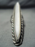Tallest Vintage Native American Navajo Mother Of Pearl Sterling Silver Ring Old-Nativo Arts