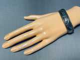 Important Wil Yazzie Vintage Native American Navajo Turquoise Chisel Sterling Silver Bracelet-Nativo Arts