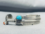 Signed Intricately Hand Carved Vintage Native American Navajo Sterling Silver Bracelet-Nativo Arts