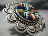 Important Zuni Huge Native American Turquoise Inlay Sterling Silver Ring-Nativo Arts