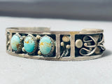 Rare Vintage Native American Navajo 3 Royston Turquoise Storyteller Sterling Silver Bracelet-Nativo Arts