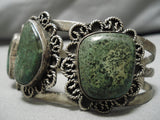 One Of The Best Vintage Native American Navajo Chrysocolla Sterling Silver Bracelet Old-Nativo Arts