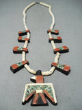 Native American Early 1900's Vintage Santo Domingo Turquoise Sterling Silver Necklace Old-Nativo Arts