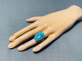 Excellent San Felipe Signed Kingman Turquoise Sterling Silver Ring-Nativo Arts