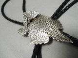 Magnificent Vintage Native American Navajo Detailed Toad Sterling Silver Bolo Tie-Nativo Arts