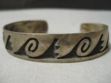 Incredible Vintage Native American Navajo Sterling Silver Water Wave Bracelet Old-Nativo Arts
