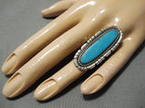Remarkable Vintage Navajo Domed Turquoise Sterling Silver Native American Ring-Nativo Arts