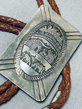 Native American One Of The Most Detailed Vintage Navajo Sterling Silver Bolo Tie-Nativo Arts