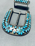 One Of The Best Ever Vintage Native American Zuni Turquoise Sterling Silver Ranger Buckle Set-Nativo Arts