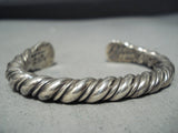 Heavy Coiled Vintage Native American Navajo Orville Tsinnie Sterling Silver Bracelet-Nativo Arts