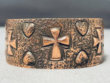 Dynamic Native American Navajo Signed Ron Willie Copper Bracelet-Nativo Arts