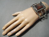 Unique Vintage Navajo Petrified Wood Sterling Silver Bracelet Native American-Nativo Arts