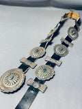 Rare Lone Mountain Turquoise Vintage Native American Navajo Sterling Silver Concho Belt-Nativo Arts