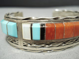 Martin And Esther Panteah Turquoise Coral Sterling Silver Native American Zuni Bracelet-Nativo Arts