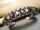 Stunning Vintage Native American Navajo Amethys Citrine Sterling Silver Bracelet Cuff-Nativo Arts