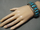 Museum Vintage Native American Navajo Turquoise Sterling Silver Swirl Bracelet-Nativo Arts