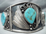 One Of The Biggest Best Vintage Native American Navajo Turquoise Sterling Silver Clasp Bracelet-Nativo Arts