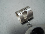 Gil Brown Vintage Native American Navajo Black Onyx Sterling Silver Bear Pendant-Nativo Arts