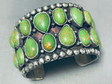 107 Grams Heavy Gaspeite Vintage Sterling Silver Bracelet Cuff-Nativo Arts