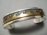 Authentic Vintage Native American Navajo Thomas Singer Sterling Silver Gold Wave Bracelet Old-Nativo Arts