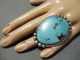 Native American One Of Best Vintage Navajo Santo Domingo Turquoise Sterling Silver Ring Old-Nativo Arts