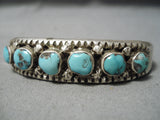 Astounding Vintage Native American Navajo Graduating Turquoise Sterling Silver Bracelet Old-Nativo Arts