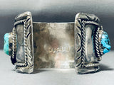 Classic Museum Vintage Native American Navajo Turquoise Leaf Sterling Silver Bracelet Old-Nativo Arts