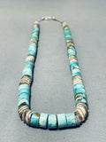 Native American Authentic Vintage Santo Domingo Turquoise Heishi Sterling Silver Necklace-Nativo Arts