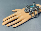 Important Colossal Toad Native American Navajo Turquoise Sterling Silvewr Bracelet-Nativo Arts