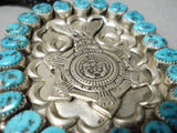 Huge Detailed Military Turquoise Sterling Silver Vintage Native American Navajo Bolo Tie-Nativo Arts
