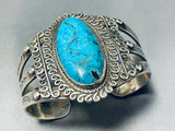 Rare Vintage Native American Navajo Blue Diamond Turquoise Sterling Silver Bracelet-Nativo Arts