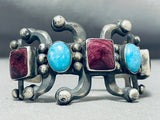 Most Unique Native American Navajo Purple Shell Turquoise Sterling Silver Bracelet Cuff-Nativo Arts