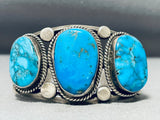 Museum Quality Vintage Native American Navajo Turquoise Mountain Sterling Silver Bracelet-Nativo Arts
