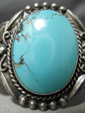 Rare Vintage Native American Navajo Blue Diamond Turquoise Sterling Silver Bracelet-Nativo Arts